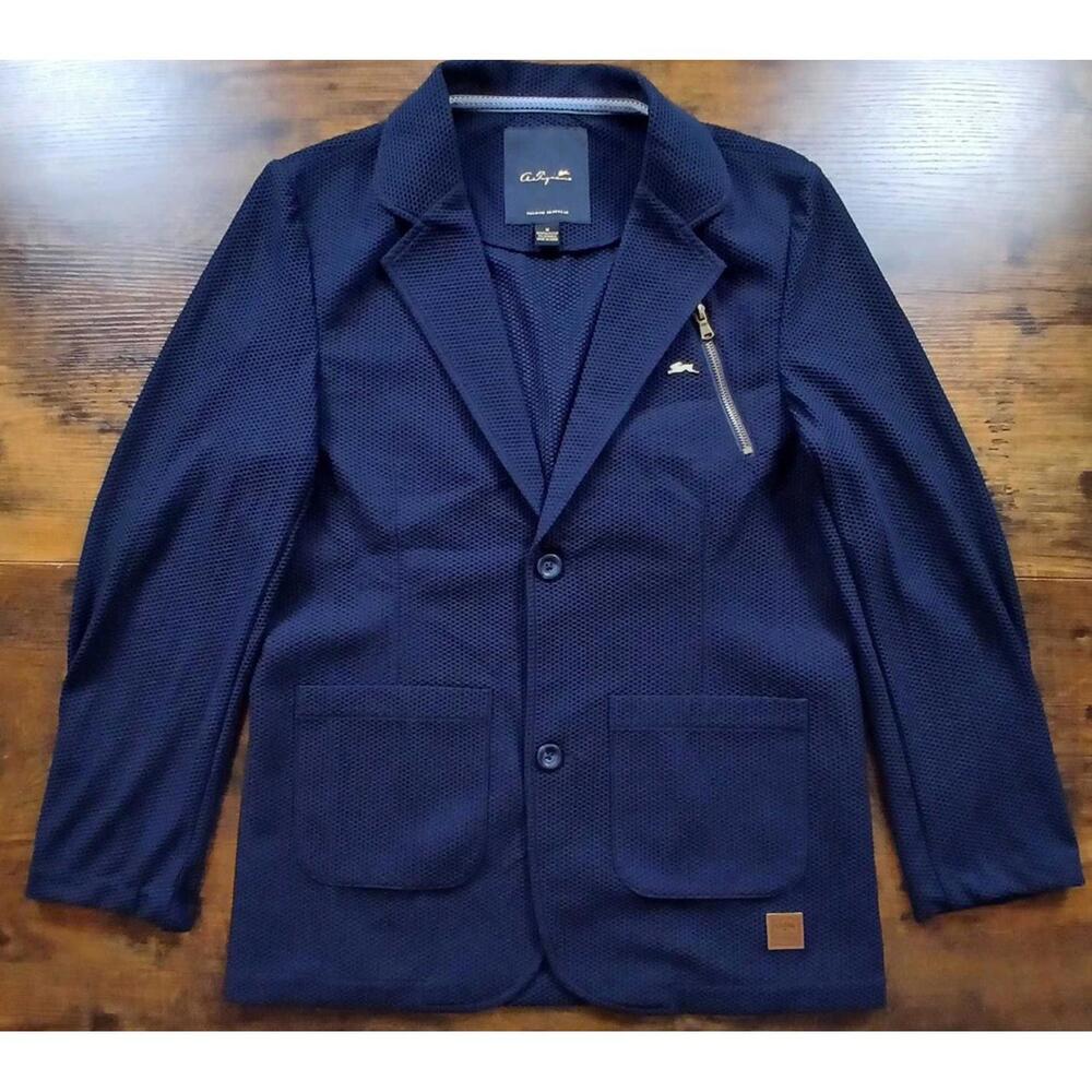 Tiziano Zorzan Italy Mens Medium Mesh Blazer Sport Coat Cotton Blend Navy Blue